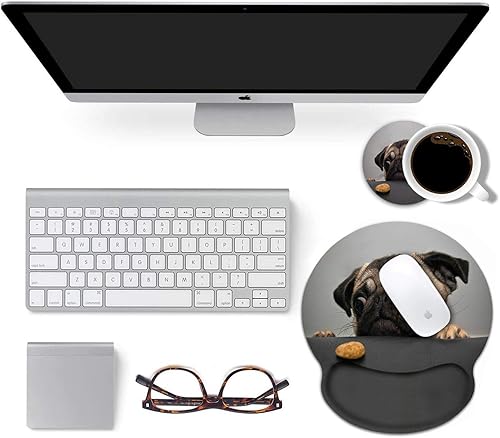 Miniatura 7 de Alfombrilla ergonómica para mouse con soporte de muñeca con juego de posavasos, bonita almohadilla grande para reposamuñecas con base de poliuretano