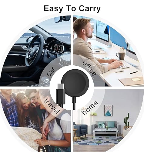 Miniatura 7 de Cable de carga magnética inalámbrico para Apple Watch de 6.6 pies, compatible con Apple Watch Charger Series 87654321SE, color negro