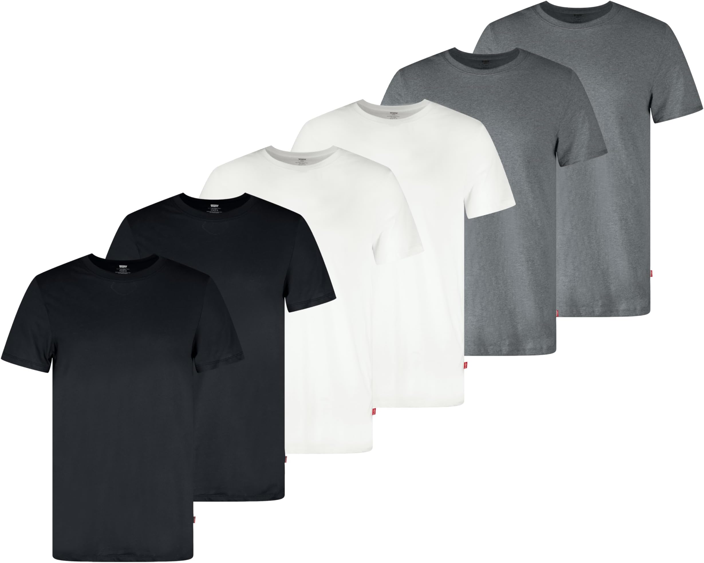 Men's 6-Pack Basic Crew Neck T-Shirt, Soft Cotton, Tag-Free, Breathable Comfort