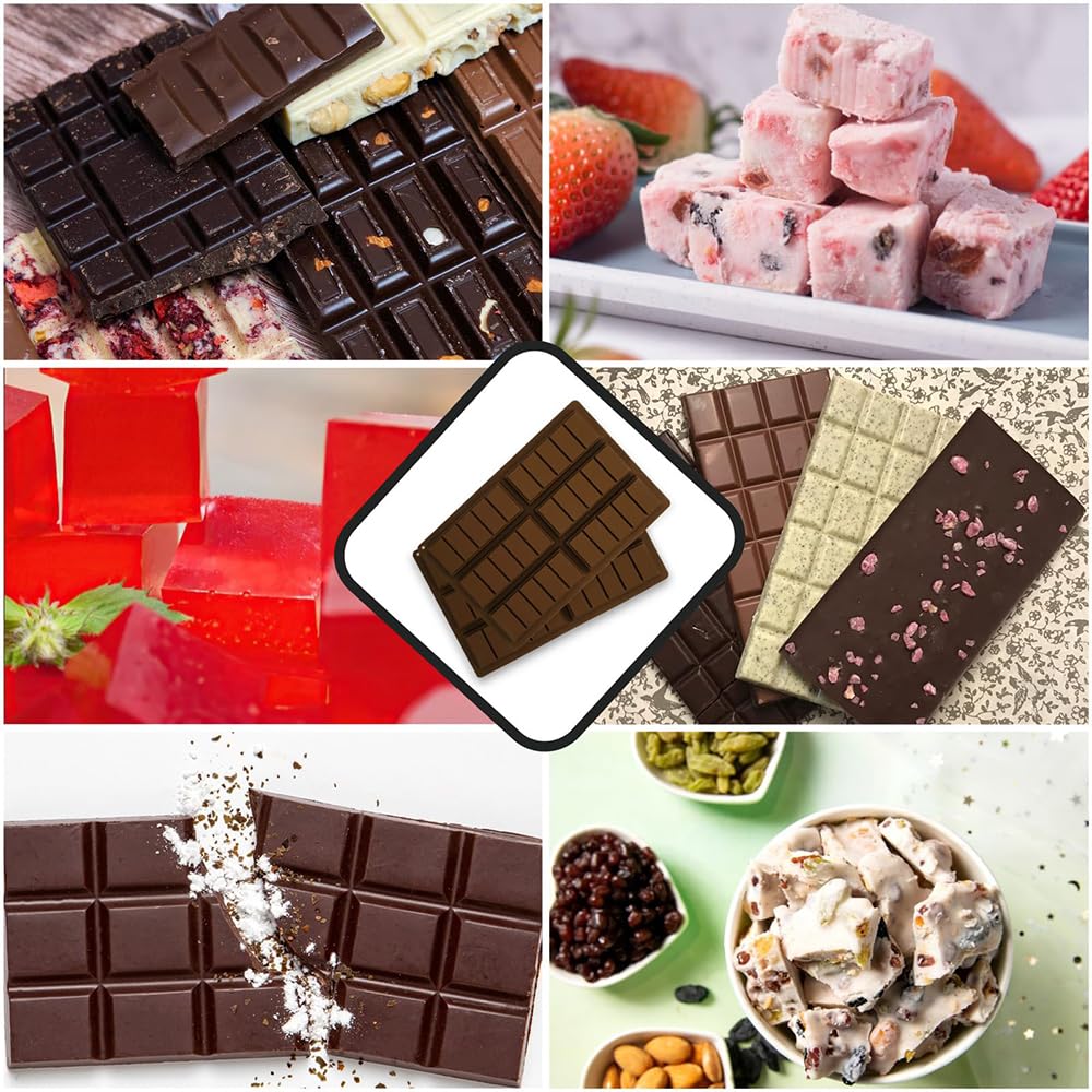 Stampo Cioccolato,Stampo Tavoletta Cioccolato,Stampi in Silicone per Cioccolato,Stampi Silicone 6 Cavità,Stampi Alimenti Antiaderenti per Praline Al Cioccolato Fai Da Te Con Spatola E Sacchetto