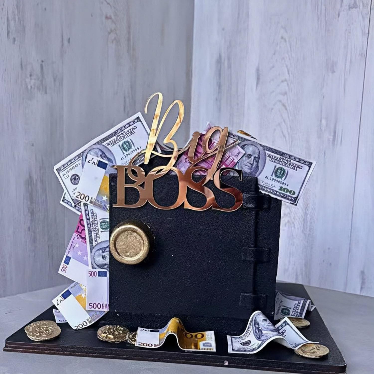 Acrylic Gold Big Boss Cake Topper, Happy Birtrhday Boss Cake Decoration Cake Sign Cake Charm For Men Dad Father's Day Party Decoration Supplies (GOLD BIG BOSS)