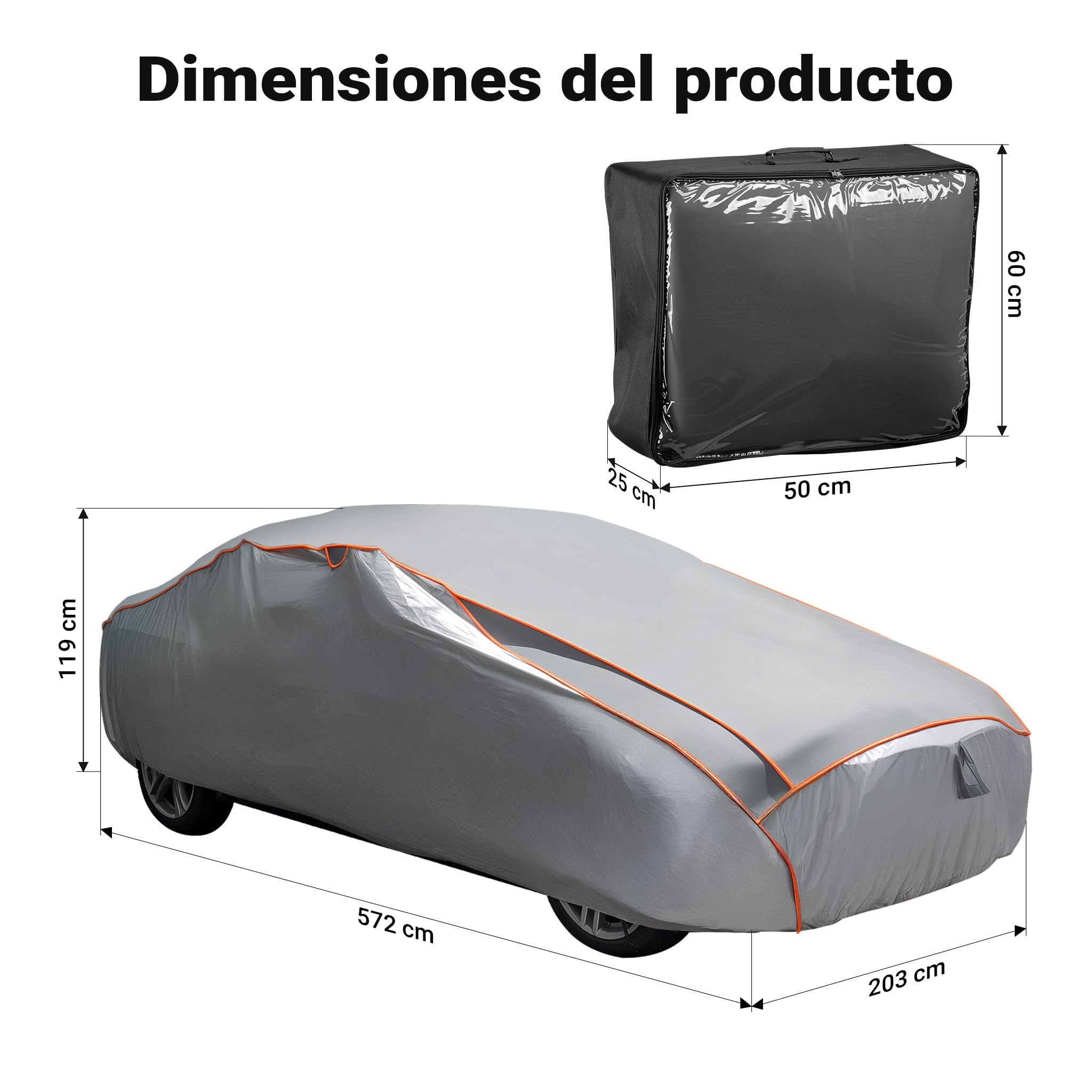 XPOtool Funda para Coche XXL Exterior Cubierta Impermeable Lona contra Granizo, Nieve y Lluvia