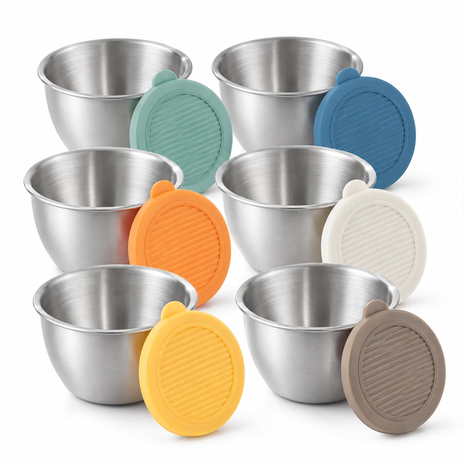 6 Pack Salad Dressing Pots, 80ml Stainless Steel Snack Containers with Lids