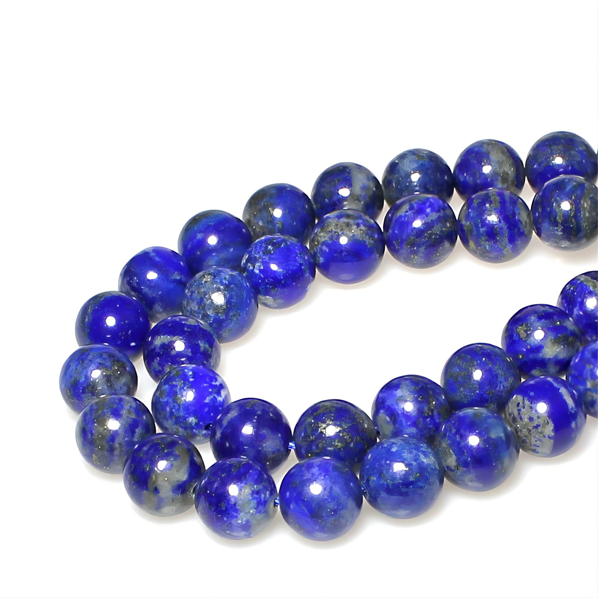 MJDCB Natural Round Stone Beads Royal Blue 12mm Lapis Lazuli Loose Gemstone Beads for Jewelry Making Bracelet Necklace 30pcs - Image 3