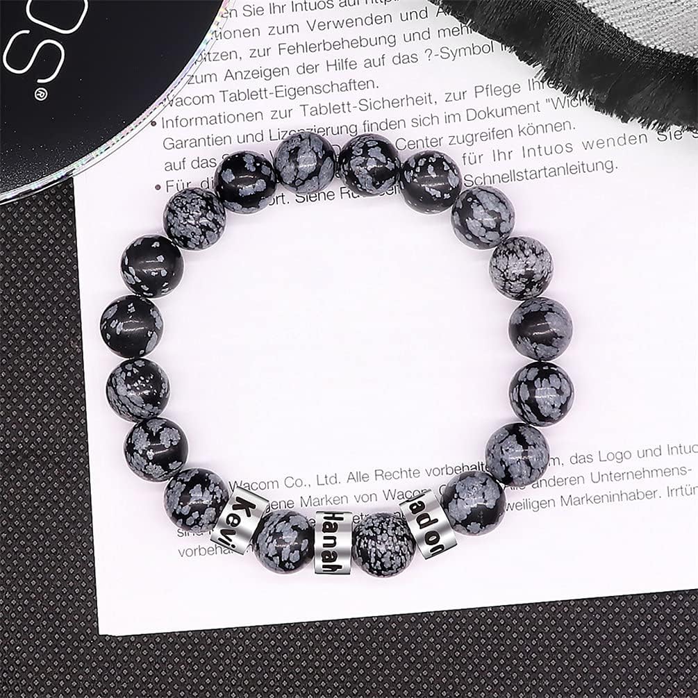 ORFAN Custom Bead Bracelet with Name Personalized Stone Bead Bracelet for Men Chakra Stone Bracelets Personalized Bead Bracelet Men Customized Tiger Eye Lava Bracelet Men