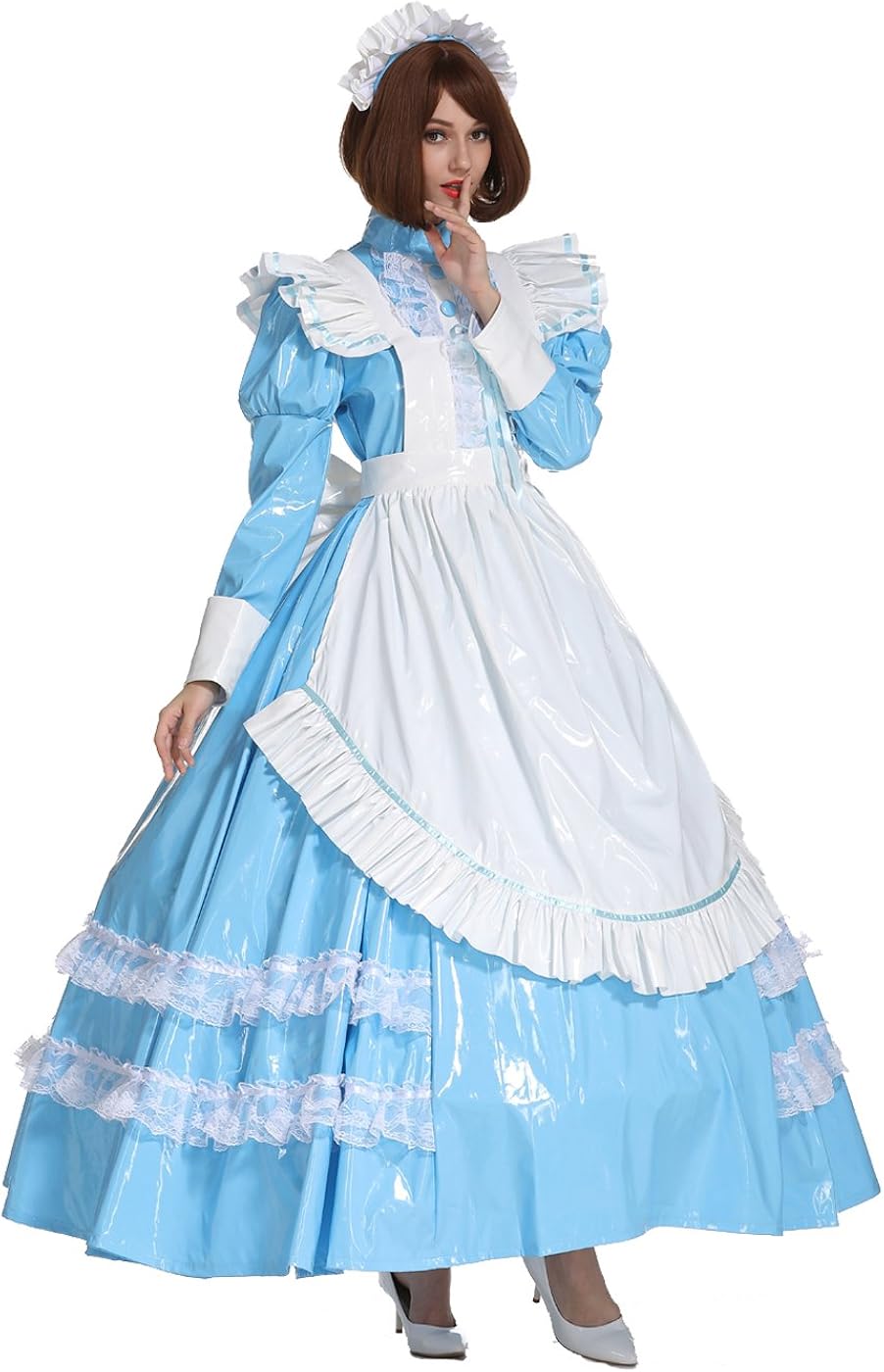 Robe Lolita Gothique Femme De Chambre Sissy Verrouillable Robe à Manches Longues En Satin Robe Festival