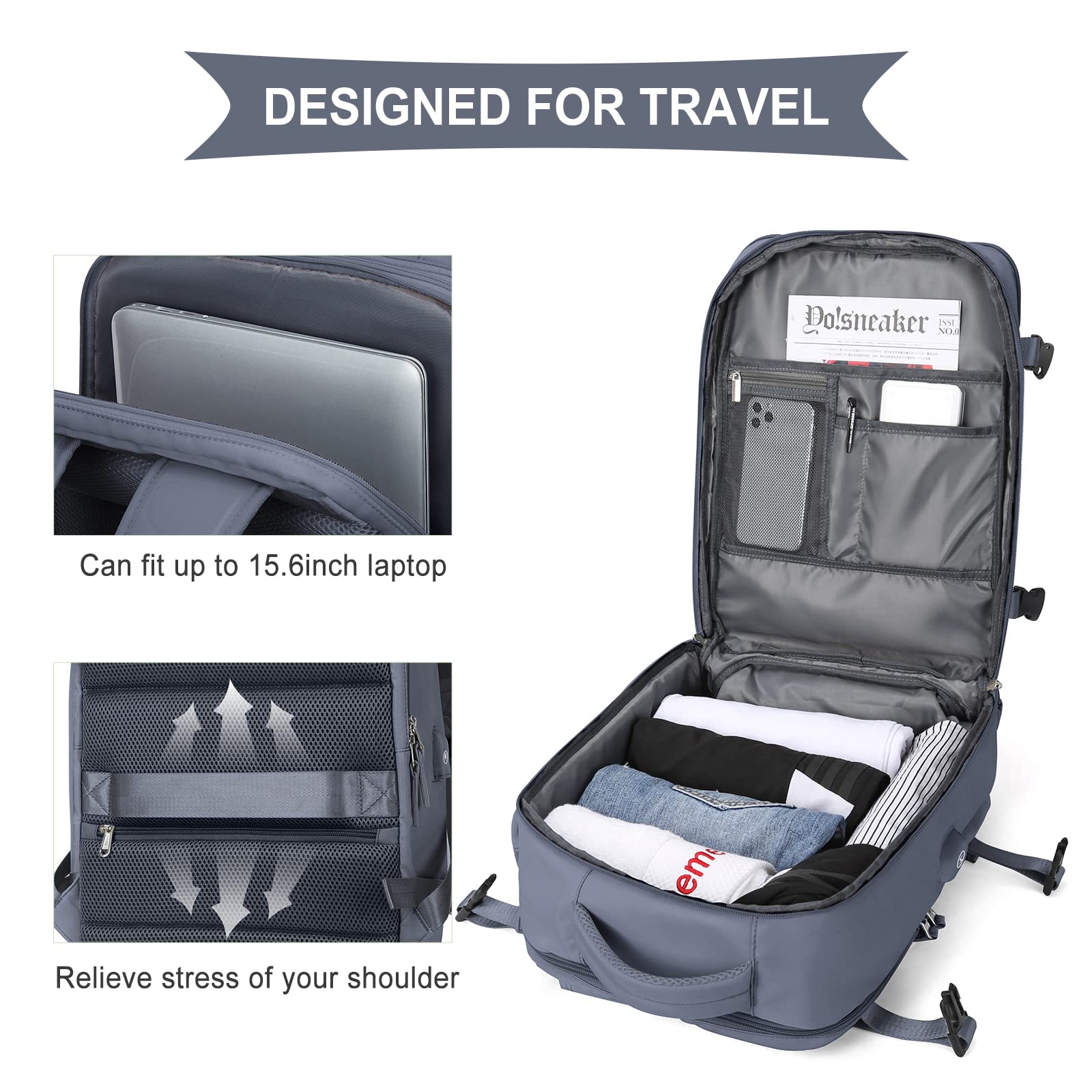 SZLX Borse da Cabina per Easyjet 45x36x20 Zaino da Viaggio Donna Ryanair 40x20x25 Bagaglio a Mano con porta usb zaino da viaggio aereo bagaglio a mano zaino per laptop Casual Daypack