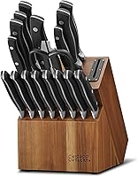 Chicago Cutlery Insignia 18-Piece Knife Block Set with Built-in Sharpener, Acacia Wood Block, Ergonomic Handles & Stainless Steel Blades