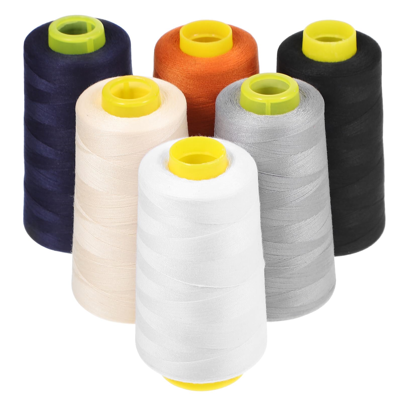 Colores Surtidos de Hilo de Poliéster para Coser Ropa 6 Bobinas 3000 Yardas, Resistente al Color para Costura Manual Máquina
