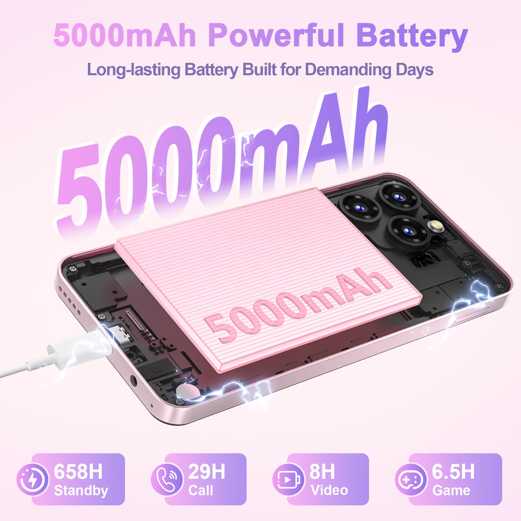 OUKITEL C3 Smartphone, 16GB+64GB/ 1TB Telefono Cellulare, 6.52" HD+ Cellulari e Smartphone, 5000mAh Cellulare Android, 13MP+5MP Telefoni Cellulari, Dual 4G SIM/Face ID/OTG/GPS/ 3.5mm Jack