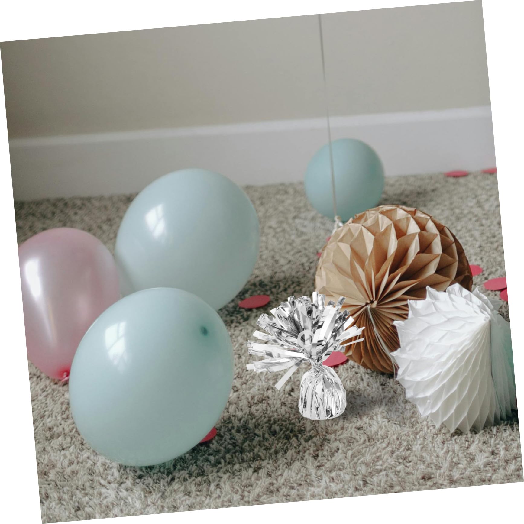 Ballongewicht 6 Stück aus Pet und Zement für Hochzeiten und Festivals | Silber, Einfach Anzubringen und Sicher zu Befestigen, Elegantes Design, für Ballondekorationen