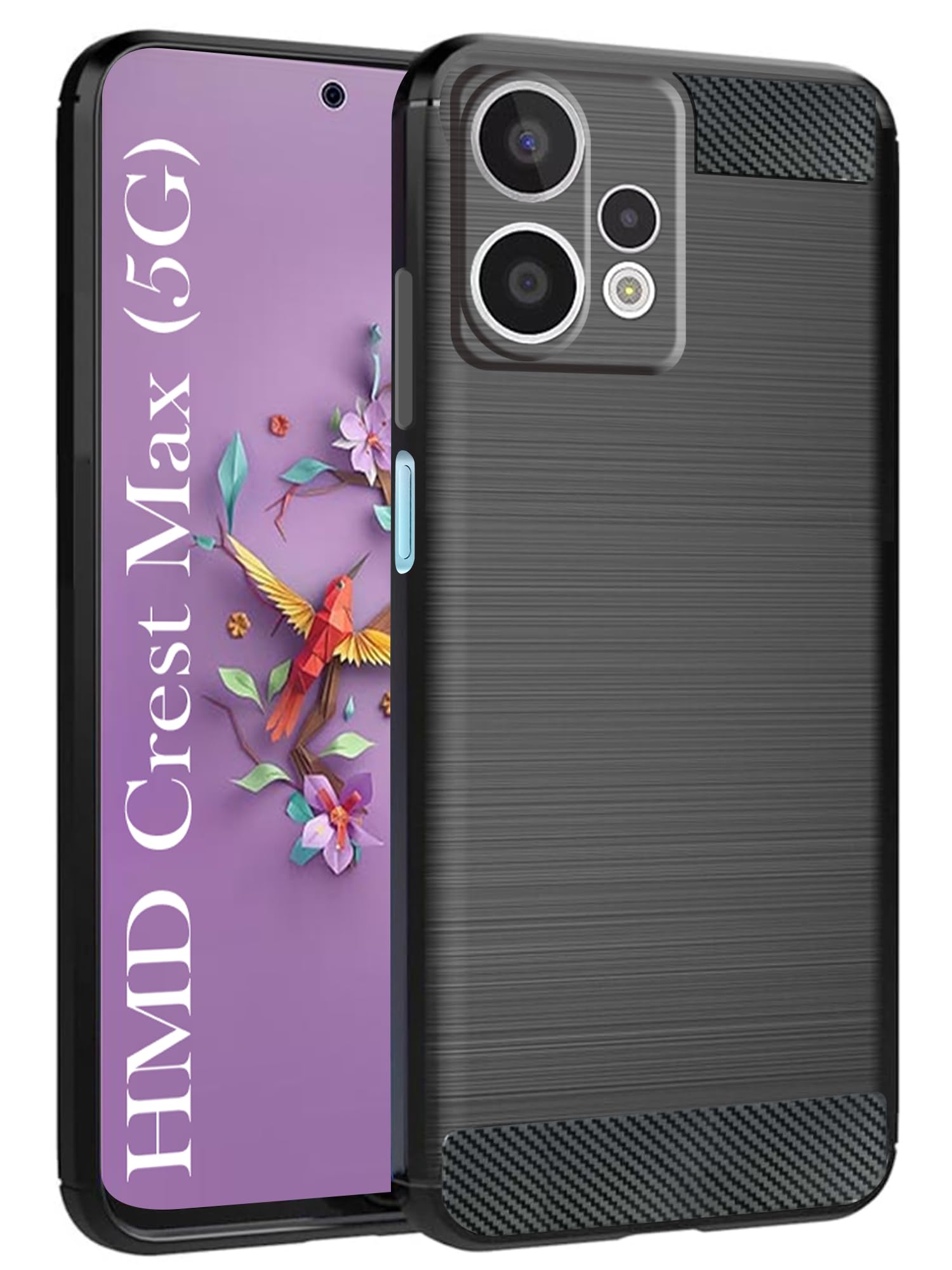 Jkobi Back Cover Case for HMD Crest Max 5G (Hybrid Armor Case | Carbon Fiber Shockproof | Soft and Flexible | Black) (B0DG8L5R5G) Amazon Price History, Amazon Price Tracker