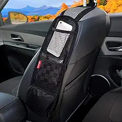 Luckybay Organizador lateral de assento de carro, bolsa suspensa para armazenamento de assento automotivo, telefones, bebidas, objetos com bolso de tela para carros, SUV e caminhões