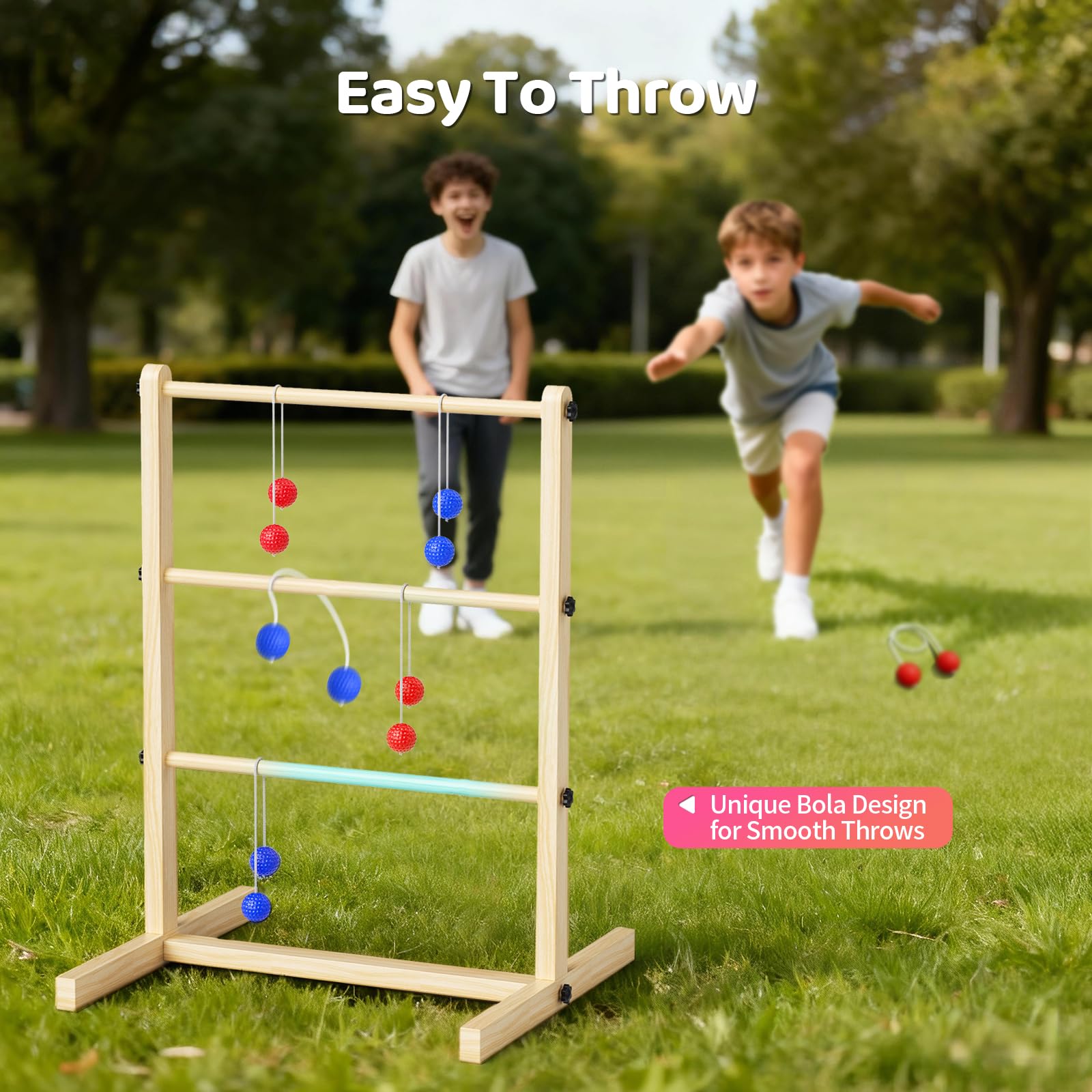 Leitergolf aus Holz, Leiterspiel mit Aufbewahrungstasche und Spielanleitung, Outdoor Wurfspiel, Geschicklichkeitsspiel für Erwachsene und Kinder ab 3 Jahren