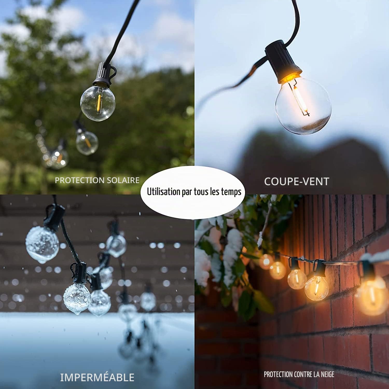 Svater Guirlande Lumineuse Exterieure, 30M Guirlande Guinguette Extérieur | avec Plastique LED G40 Ampoules Etanche IP44, Blanc Chaud Chaîne Lumiere Exterieur pour Jardin Patio Fête Mariage Noël,24V