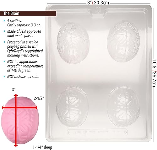 Miniatura 2 de CybrTrayd The Brain Chocolate Candy Mold with Exclusive Copyrighted Chocolate Molding Instructions