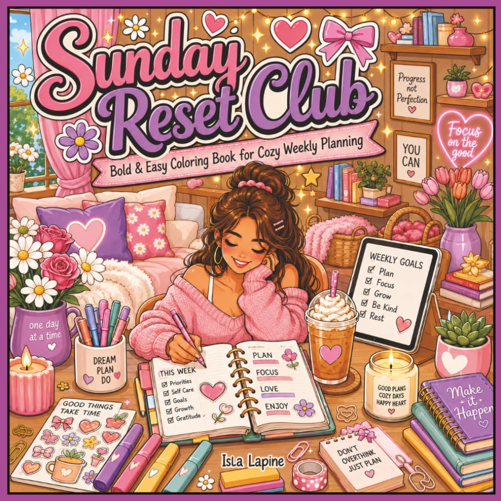 Sunday Reset Club: Bold & Easy Coloring Book for Cozy Weekly Planning