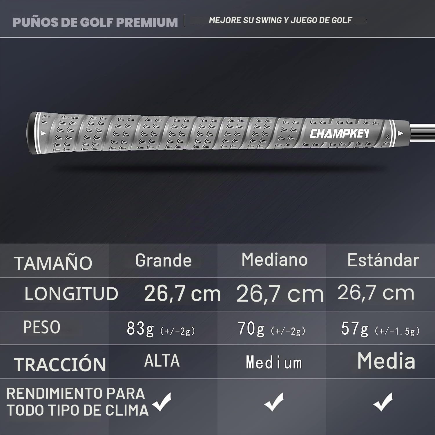 CHAMPKEY WRAP-Y - Empuñaduras de goma para golf, paquete de 13 con todos los kits de reparación, empuñaduras para palos de golf de rendimiento para todo tipo de clima, agarre de goma de golf de alta