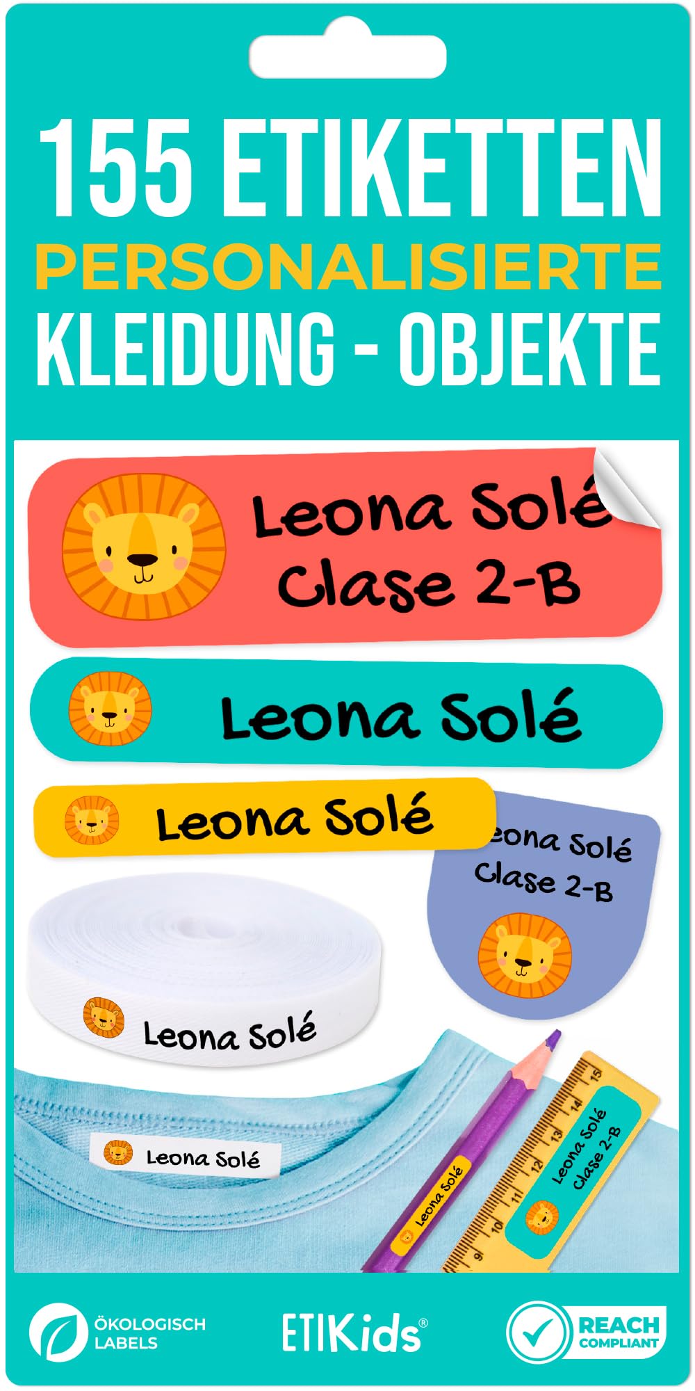 155 Custom Name Labels for Clothing & School Supplies. 100 Eco-Friendly Iron-On Fabric Labels + 55 Waterproof Stickers