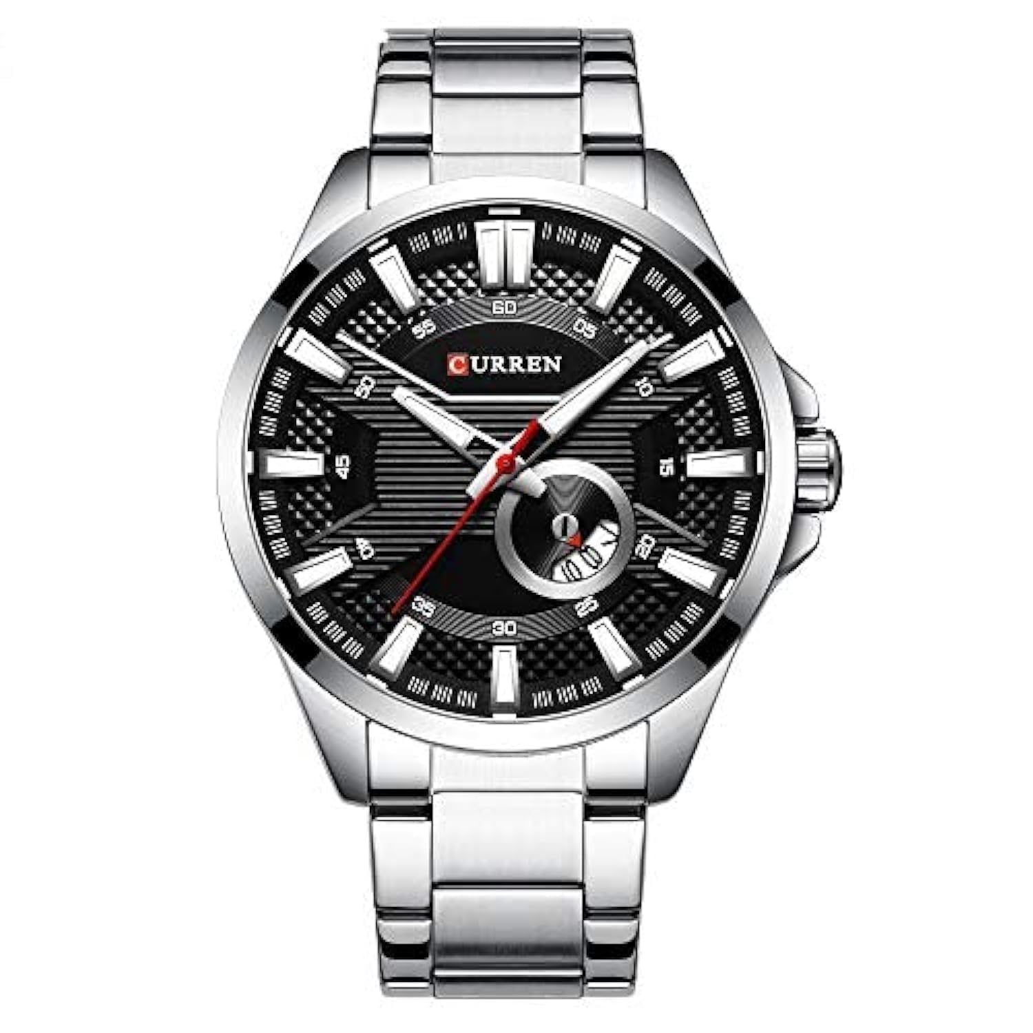 Anself Watch Fashion Men Business Calendar Luminous Hands Quartz Watch Classic Exquisite Alloy Case Stainless Steel Band Waterproof Wrist Watch