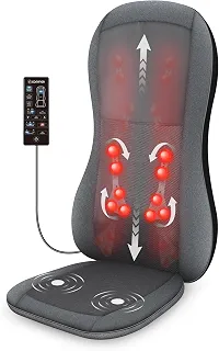 Comfier Massageador de costas completas com calor - Almofada de assento de massagem Shiatsu 2D/3D com 10 nós de massagem, almofada de cadeira de massagem, almofadas de massagem para amassar para