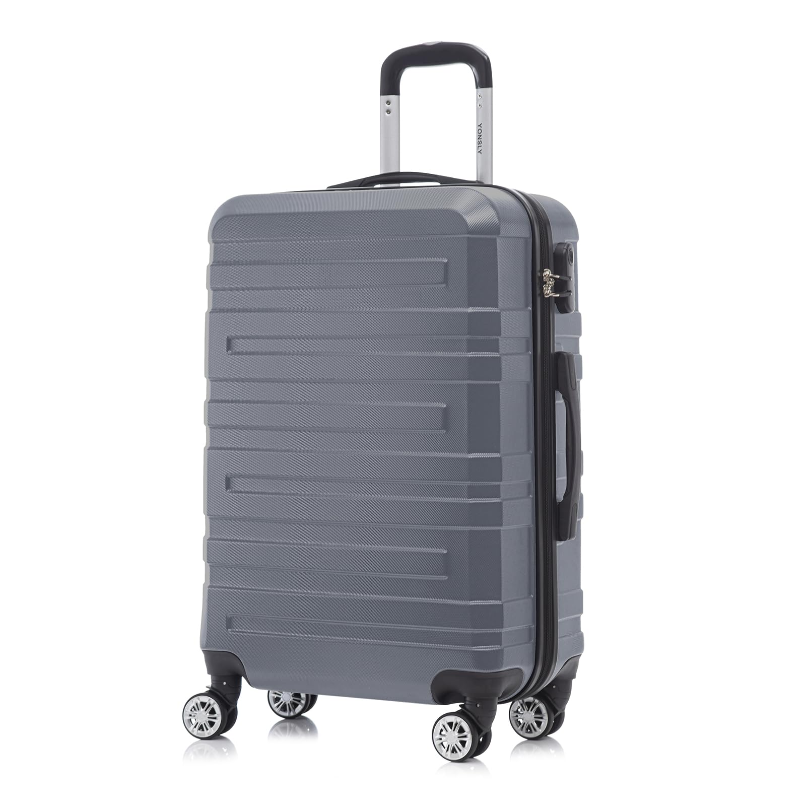 YONSLY Trolley Koffer Set, Reisekoffer, Rollkoffer Handgepäck, Kabinkoffer Suitcase, Gepäckset mit 360° Rollen, Hartschalenreisekoffer, Zahlenschloss, Gummigriff