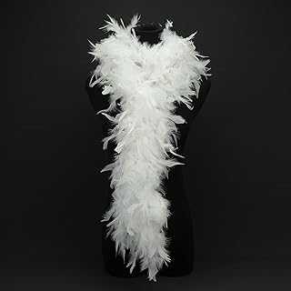 BOA DE PLUMAS DE PAVO TINTADAS COLORES LISOS, 190cm/80gr (BLANCO)