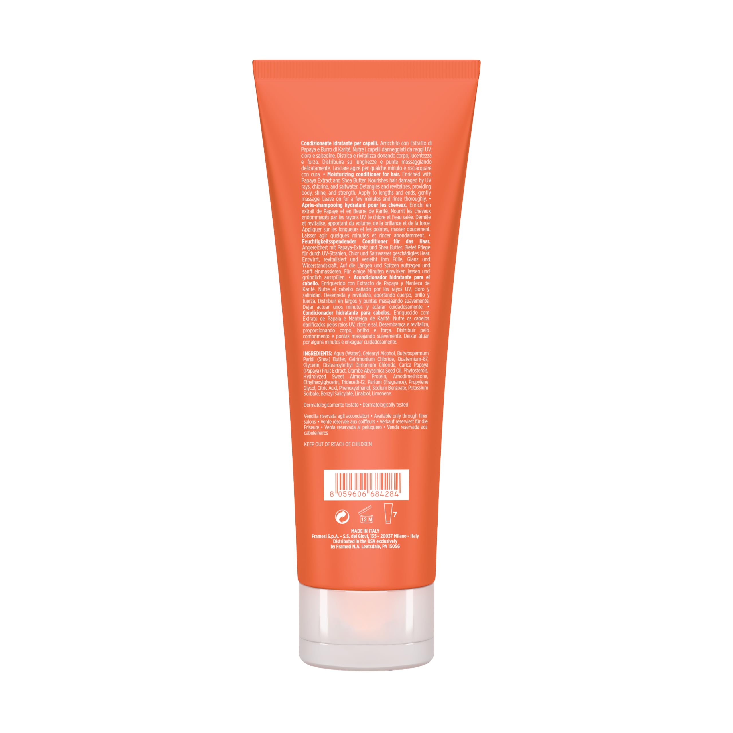 FRAMESI Morphosis SUN Conditioner, Defends Against UV Rays, Chlorine Damage, and Salt, Moisturizes and Restores Hair Hydration, Natural Ingredients, Color Safe