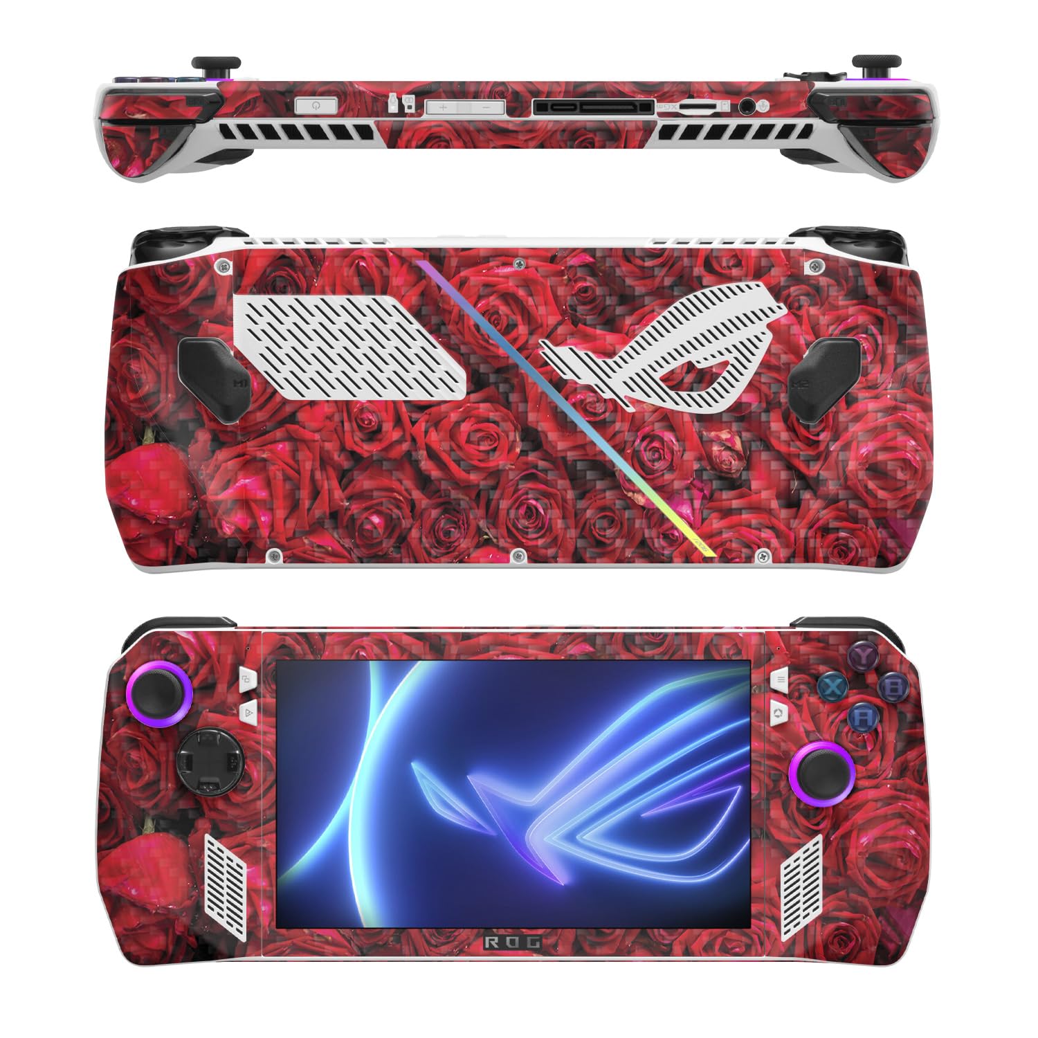 MightySkins Carbon Fiber Skin Compatible with Asus ROG Ally - Too Many Roses | Protective, Durable Textured Carbon Fiber Finish | Easy to Apply