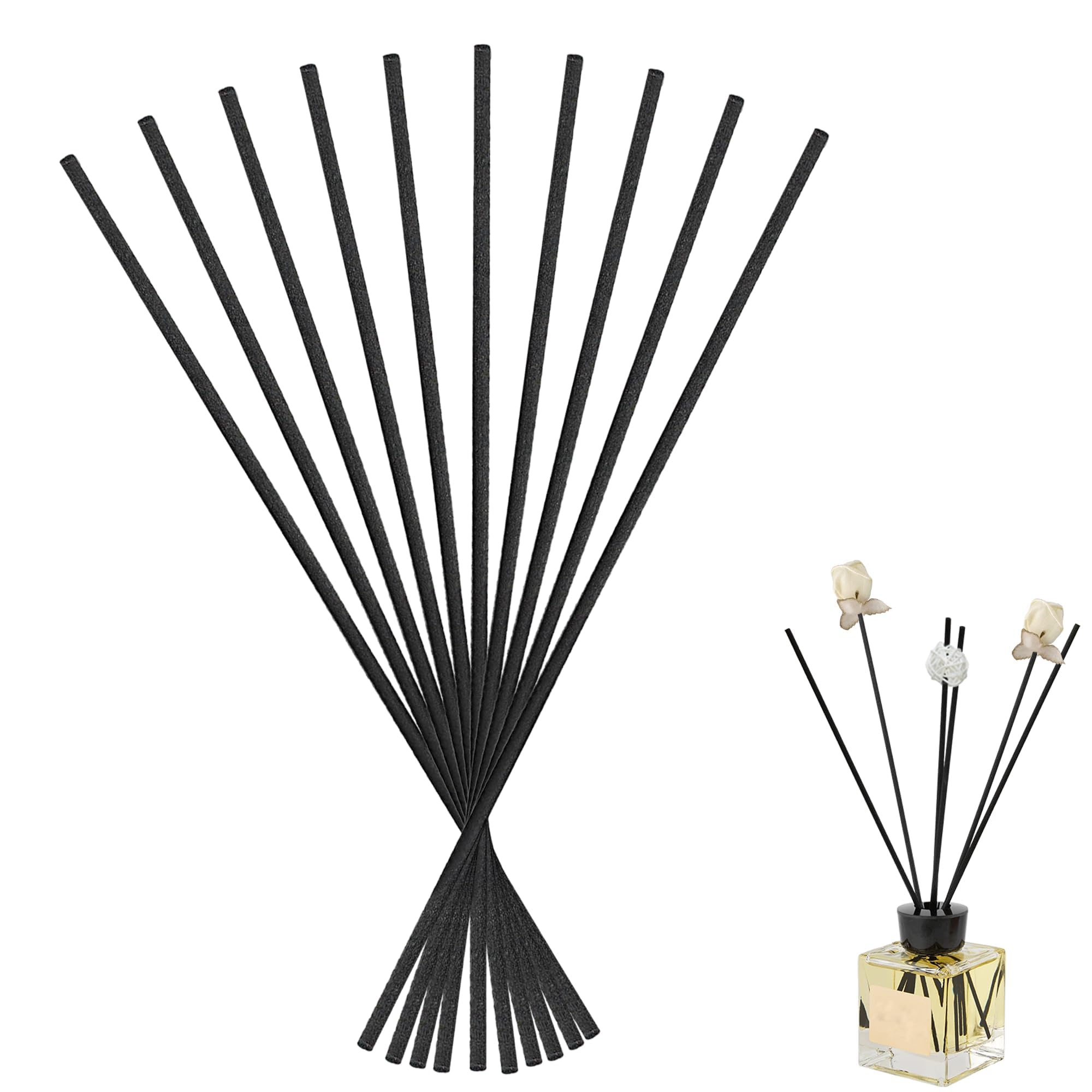 MEKEET 10PCS Black Reed Diffuser Sticks Fiber Reed Diffuser Sticks Black Diffuser Reeds Natural Wood Fiber Reeds Sticks for Home Rattan Reed Diffuser Sticks Replacement Suitable for Home Office