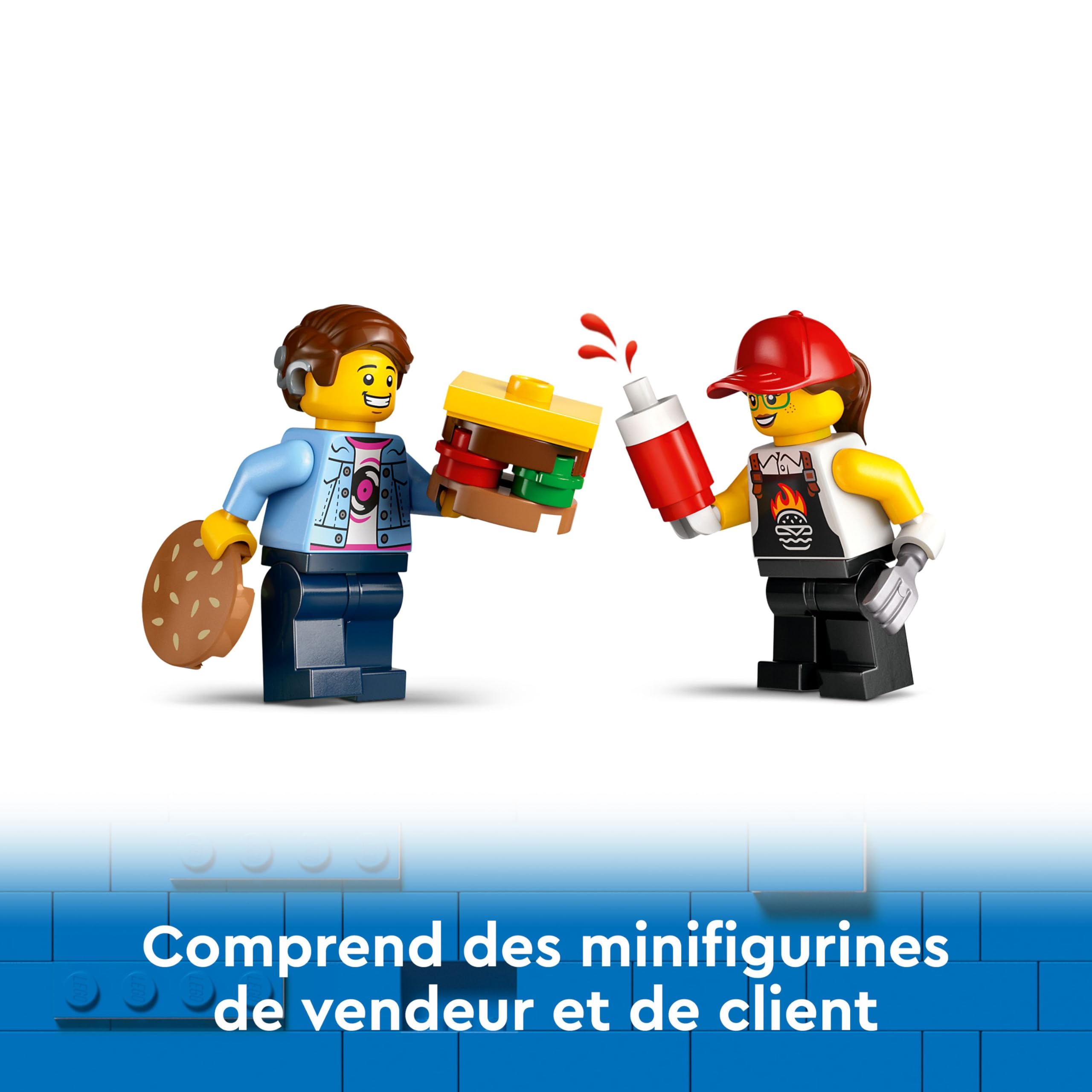 LEGO City Le Food-Truck de Burgers, Jouet de Camionnette, Cadeau pour Garçons et Filles de 5 Ans ou Plus, Jeu Imaginatif avec Camionnette et Cuisine, Minifigurines de Vendeuse 60404
