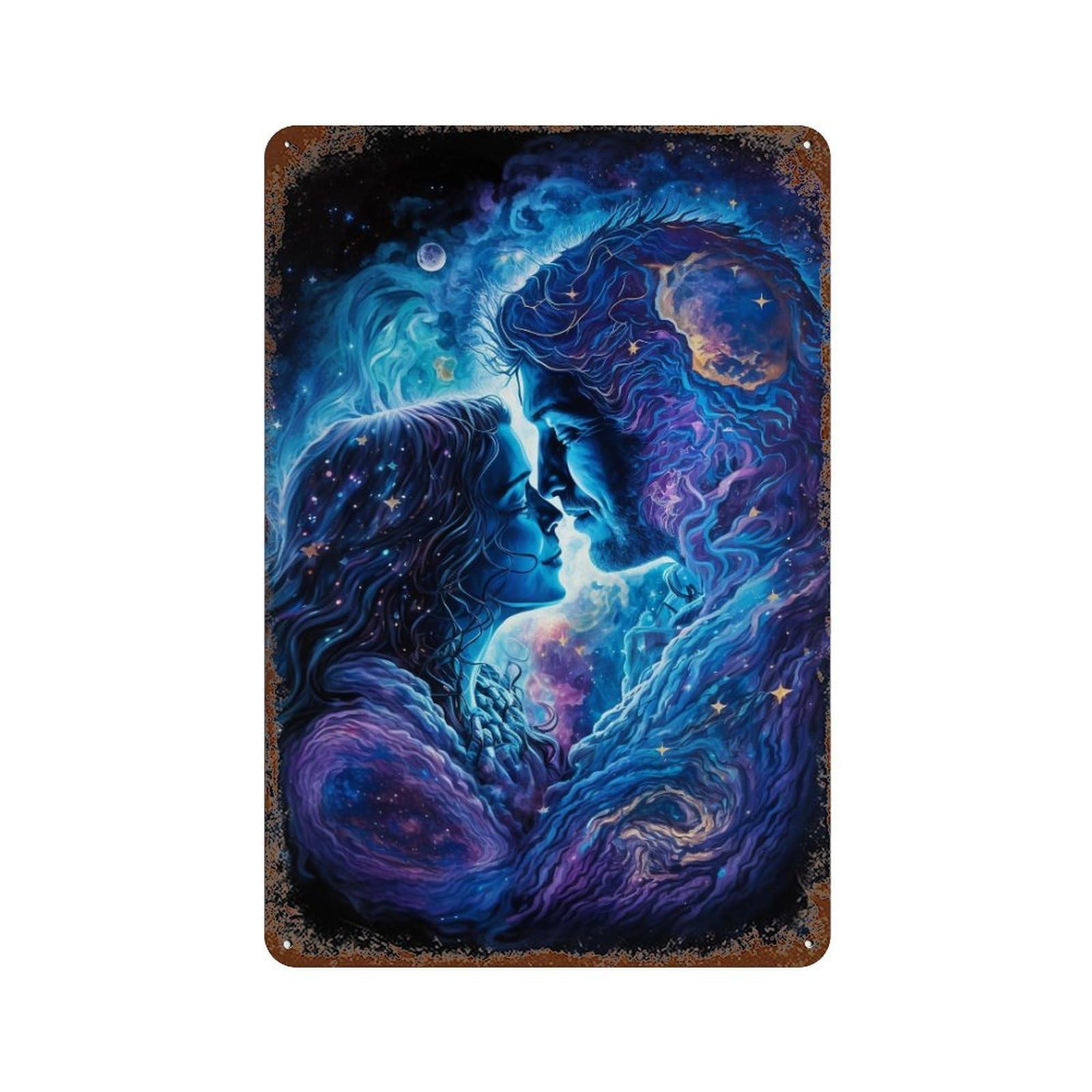 Cosmic Love Connection-7 Rusty Metal Tin Sign 11.8"x7.9", Vintage Wall Decor for Garage, Pub Or Kitchen