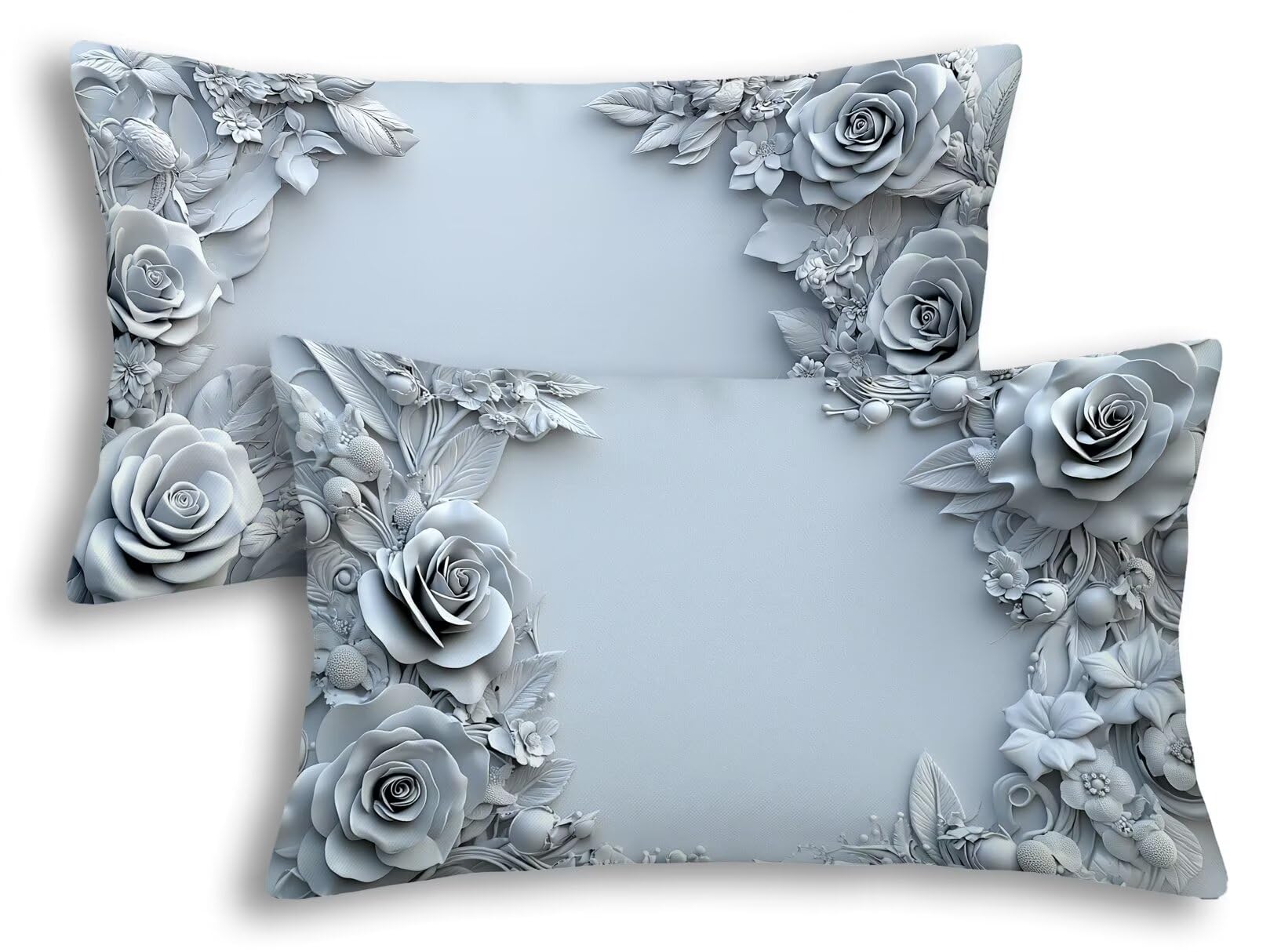 Taie d'oreiller décorative 50x80 housse de coussin gris velours pour sofa et lit