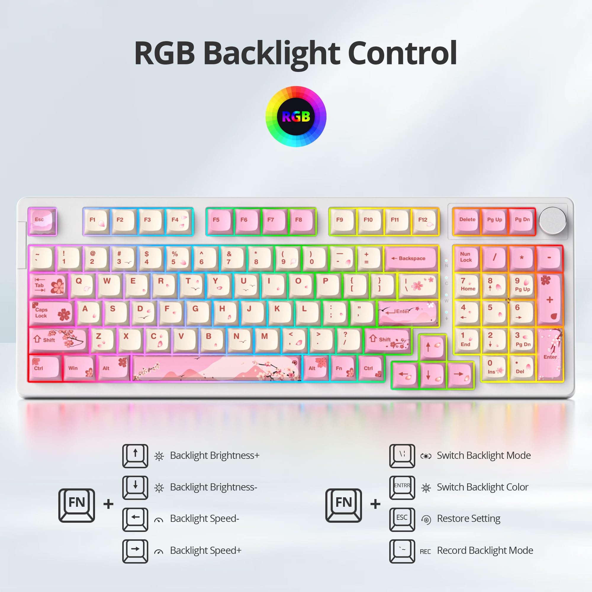 SOLIDEE Teclado mecánico para juegos con cable al 95 %, estructura de junta, teclado retroiluminado RGB, teclado mecánico intercambiable en caliente de 98 teclas con perilla de control, teclado