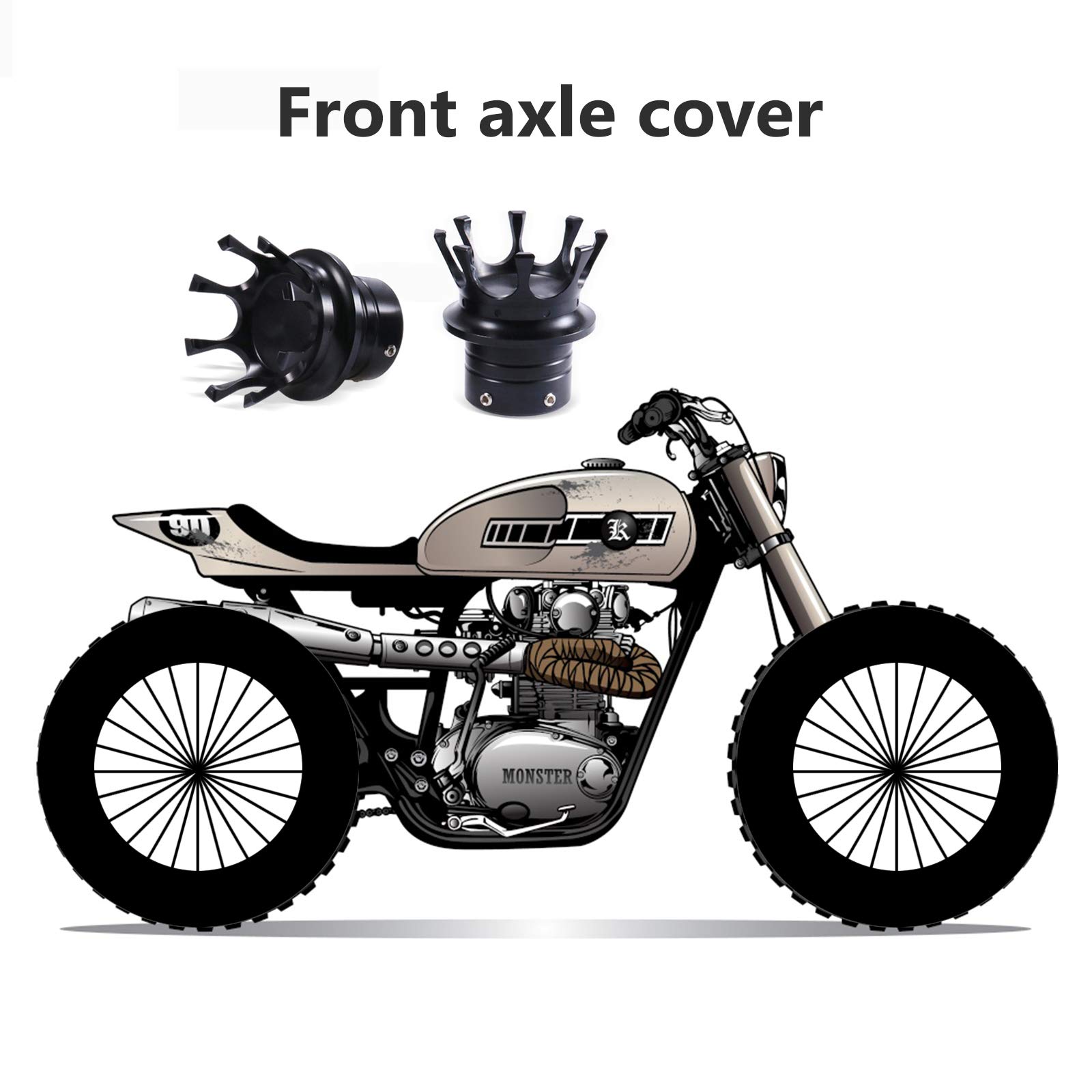 SaferCCTV Motorcycle King Crown Cap Nut Bolt,CNC Front Axle Cover Cap(Black)