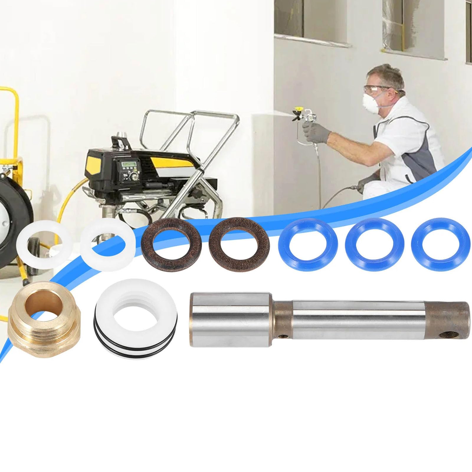 Pezzo di ricambio Facile installazione per pompe spruzzatore airless 119pro Strumento elettrico Riparazione Accessori Guarnizione Pistone R Set di riparazione per spruzzatore Accessori per riparazione