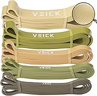 VEICK Resistance Bands Set - 5 Heavy Duty Pull Up Assist Bands for Strength Training, Home Gym Workouts, Stretching - Natural Latex Non-Slip