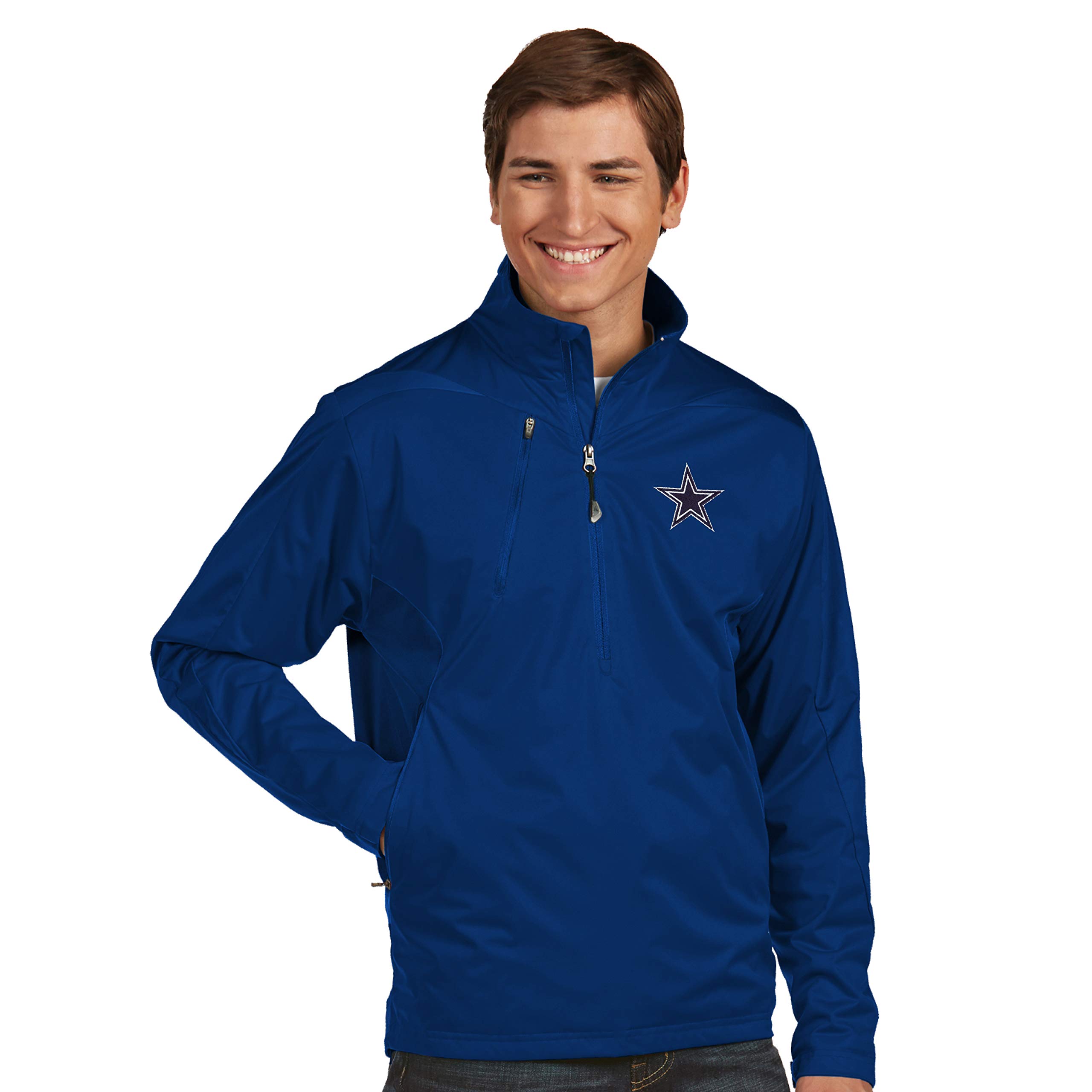 NFL Dallas Cowboys Mens Antigua Discover 1/4 Zip Pullover, Navy, XL