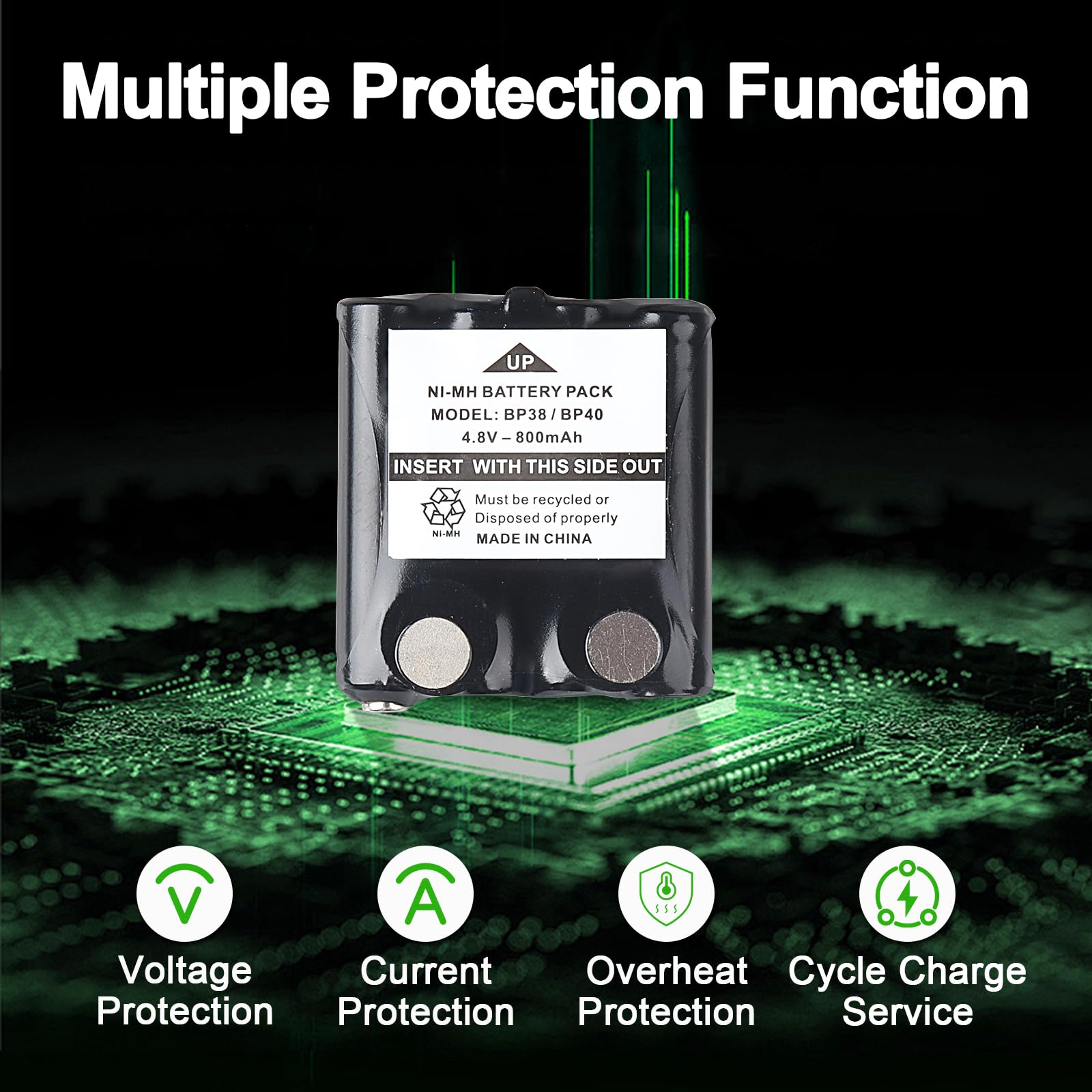 2 Pezzi 4,8 V 800m Ah Batteria Ricaricabile Ni-MH Compatibile con Radio Motorola TLKR T81 Hunter T80 T61 T60 T50 T9 T8 T7 T6 T5 T4 T3 XT180 XTR446 IXNN4002A, AAA Batteria
