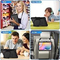 Vista 7 de DETUOSI Funda compatible con Samsung Galaxy Tab S6 Lite de 10.4 pulgadas 2024/2022/2020 con correa para el hombro, funda resistente a prueba de Negro