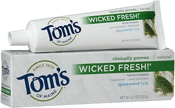 Toms of Maine Natural Wicked Fresh! Fluoride Toothpaste, Spearmint, 4.7 oz.