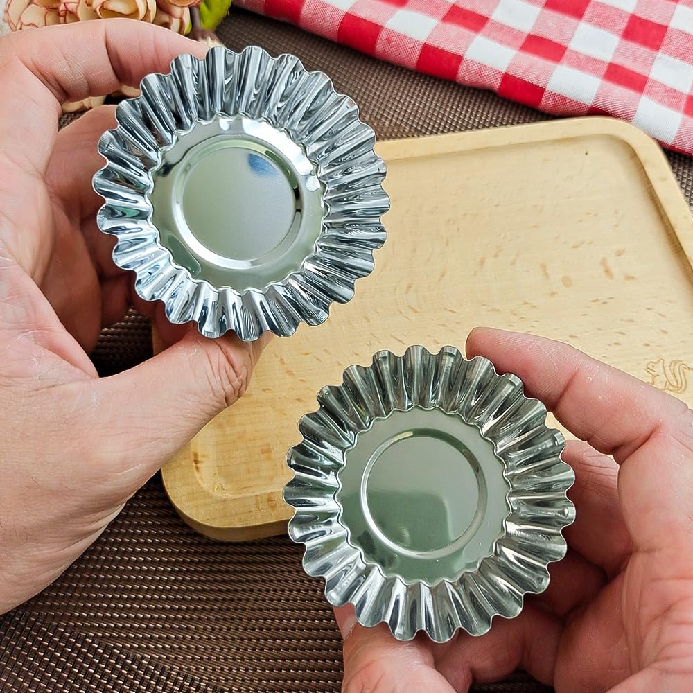 Molde de acero inoxidable con forma de crisantemo que se puede reutilizar para mini pasteles, tartaletas, tartas de frutas, mini pasteles, quiche, cupcakes, magdalenas, pudín, molde para