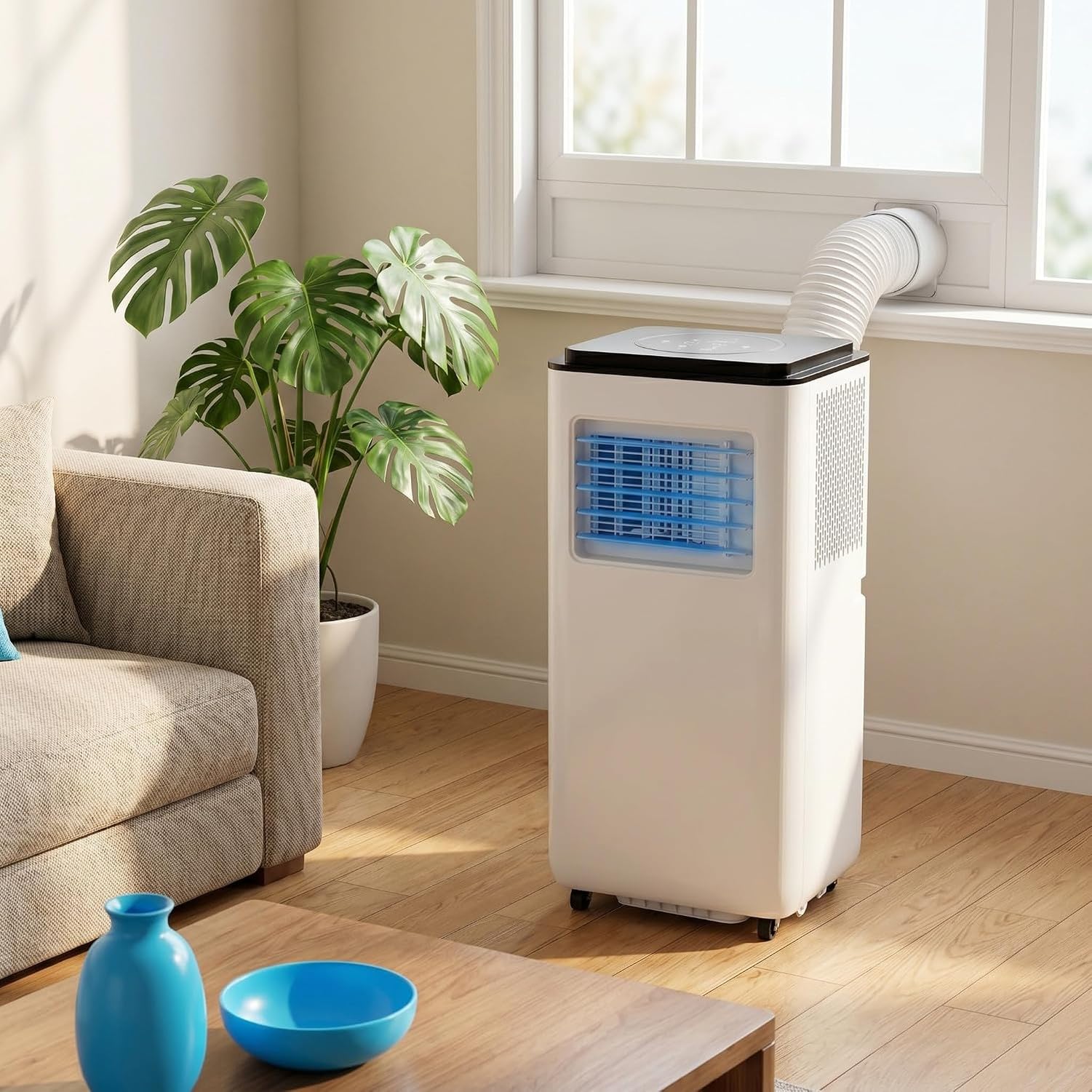 Climatizzatore Portatile 12000 BTU, Telecomando, Timer 24 Ore, Kit Installazione, 2 velocità, Oscillazione 120°, per Stanze Fino a 30 mq, 7000 BTU, 7000 BTU