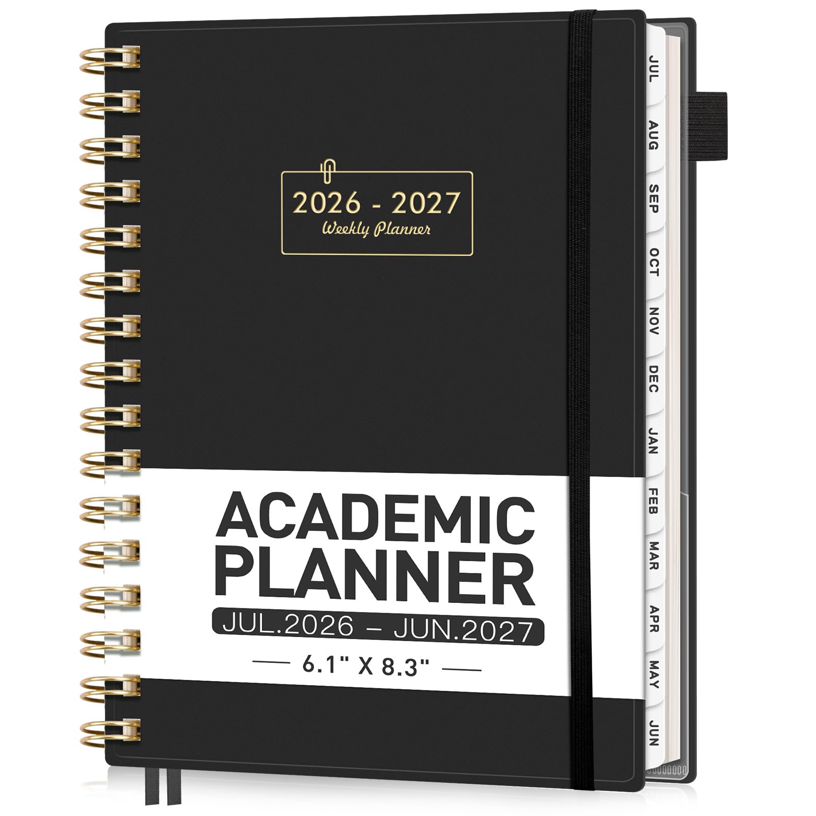 AHGXG Planer 2026, Juli 2026 – Juni 2027, Wochen- und Monatsplaner, 12 Monate, 15,2 x 21,3 cm, akademischer Jahreskalender mit monatlichen Registern, Tasche, ideal für Büro, Schule, Schwarz
