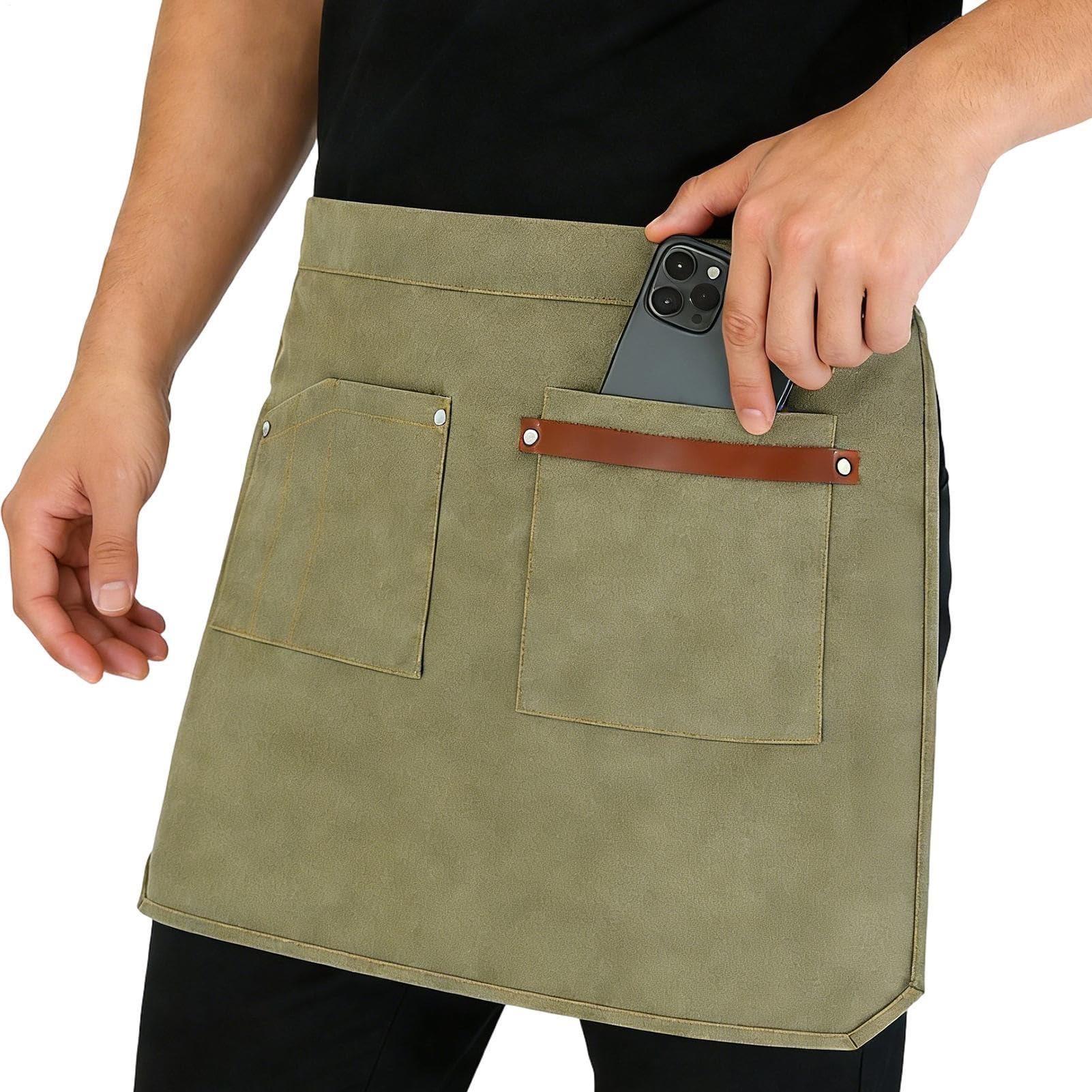 Tablier pour serveuse et barman avec poches amples équipement nettoyage restaurant pub - 8