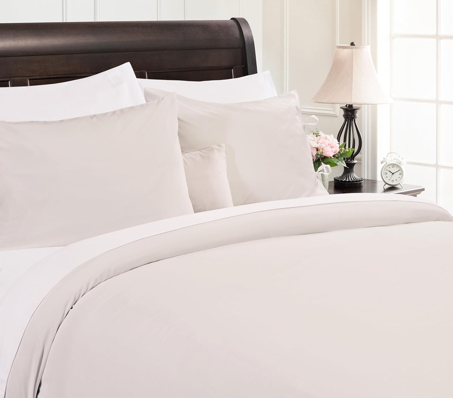 Chanasya Premium Bowknot Bow Tie Duvet Set - Washed Microfiber Chic Soft Textured Microfiber Duvet Set - 1 Duvet Cover & 2 Pillow Sham - 3-Piece Set - Beige, Queen Size