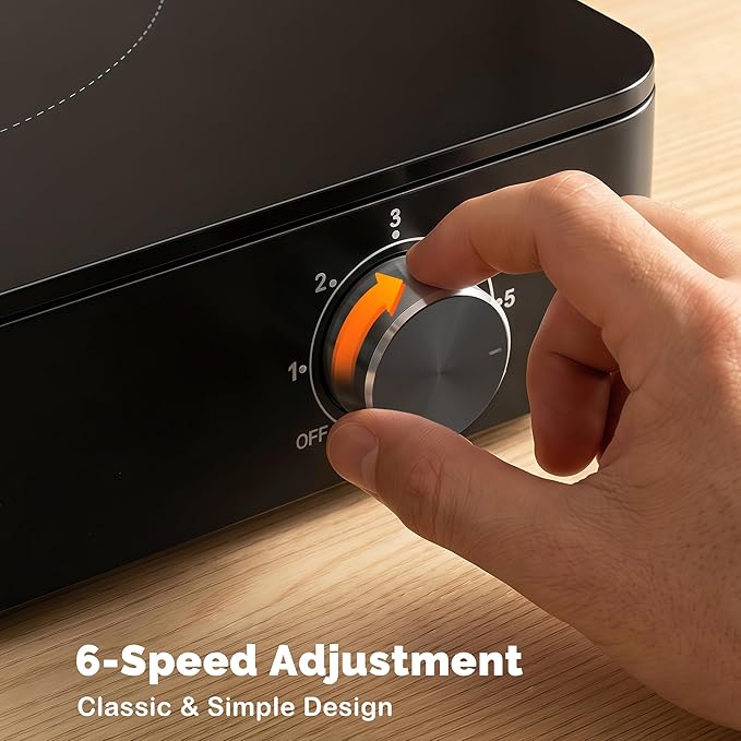 Placa de cocción eléctrica portátil de 1200W con 1 disco y control de perilla miniatura 4