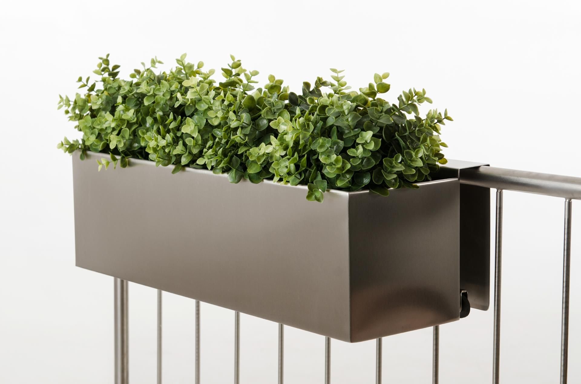 VIVANNO Blumenkasten Balkonkasten Pflanzkasten V2A Edelstahl Binox - 17 x 60 x 17 cm