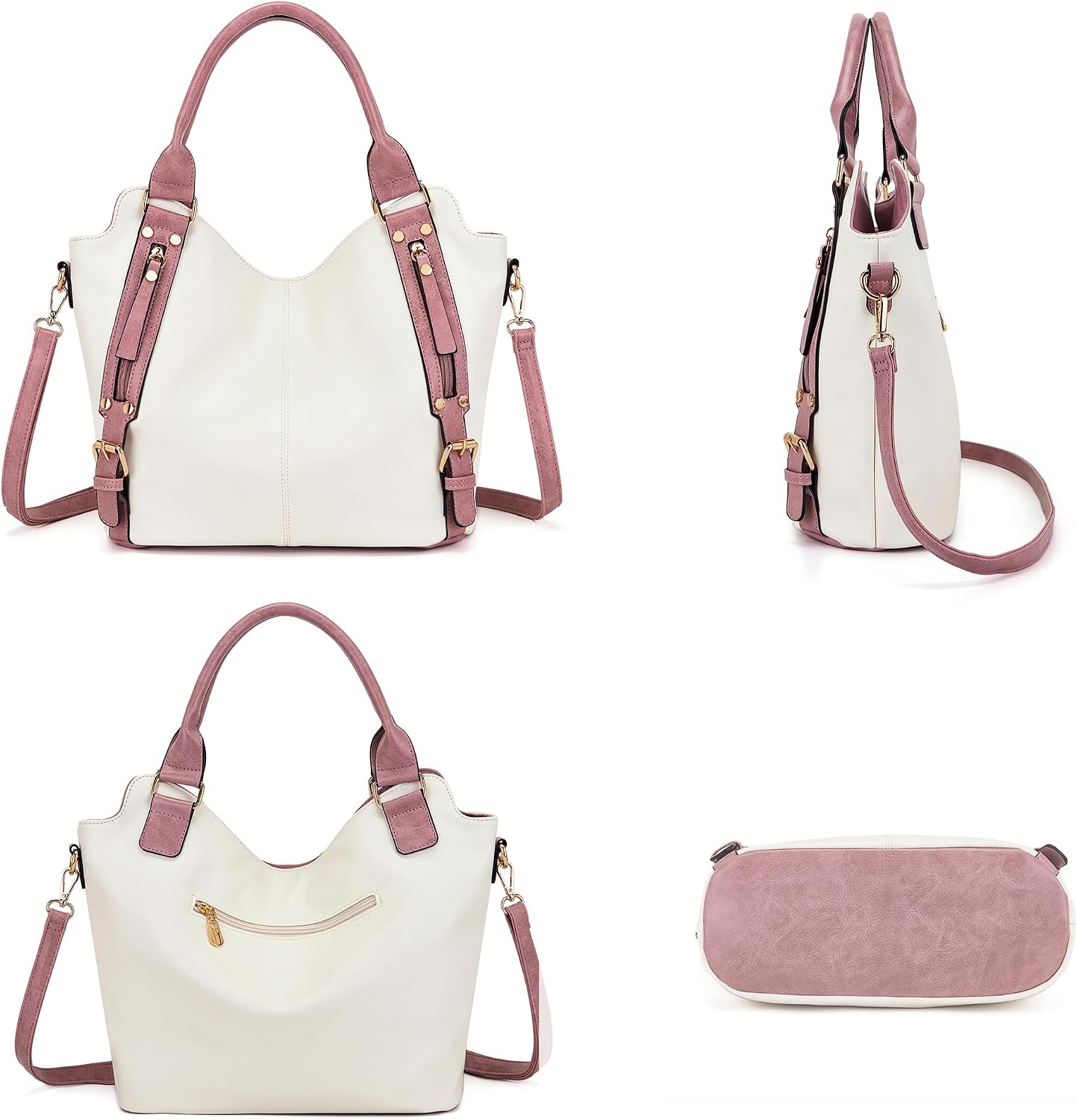 Crossbody Bags for Women Large Hobo Purse PU Leather Shoulder Handbag Ladies Tote Wallet Set 2PCS
