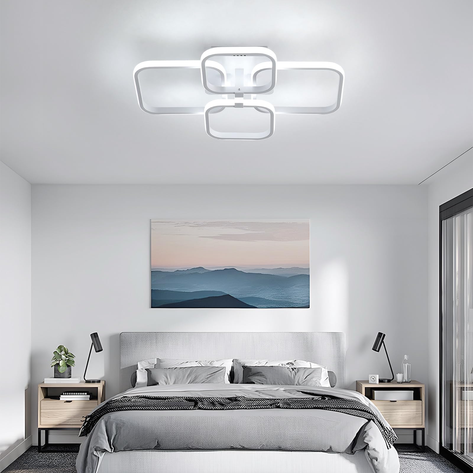 Plafoniera LED, 60W Plafoniera Led Soffitto Modern Quadrata Design, Lampad a da soffitto Bianco per Soggiorno Camere da Letto 6500K Luce fredda